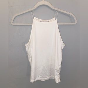 Gaze White High Neck Tank Top